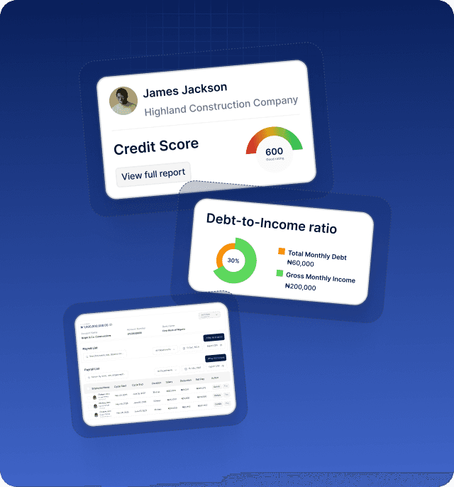 Dedukt Payroll Data Access Dashboard showing employer-verified income, credit score, and employee records